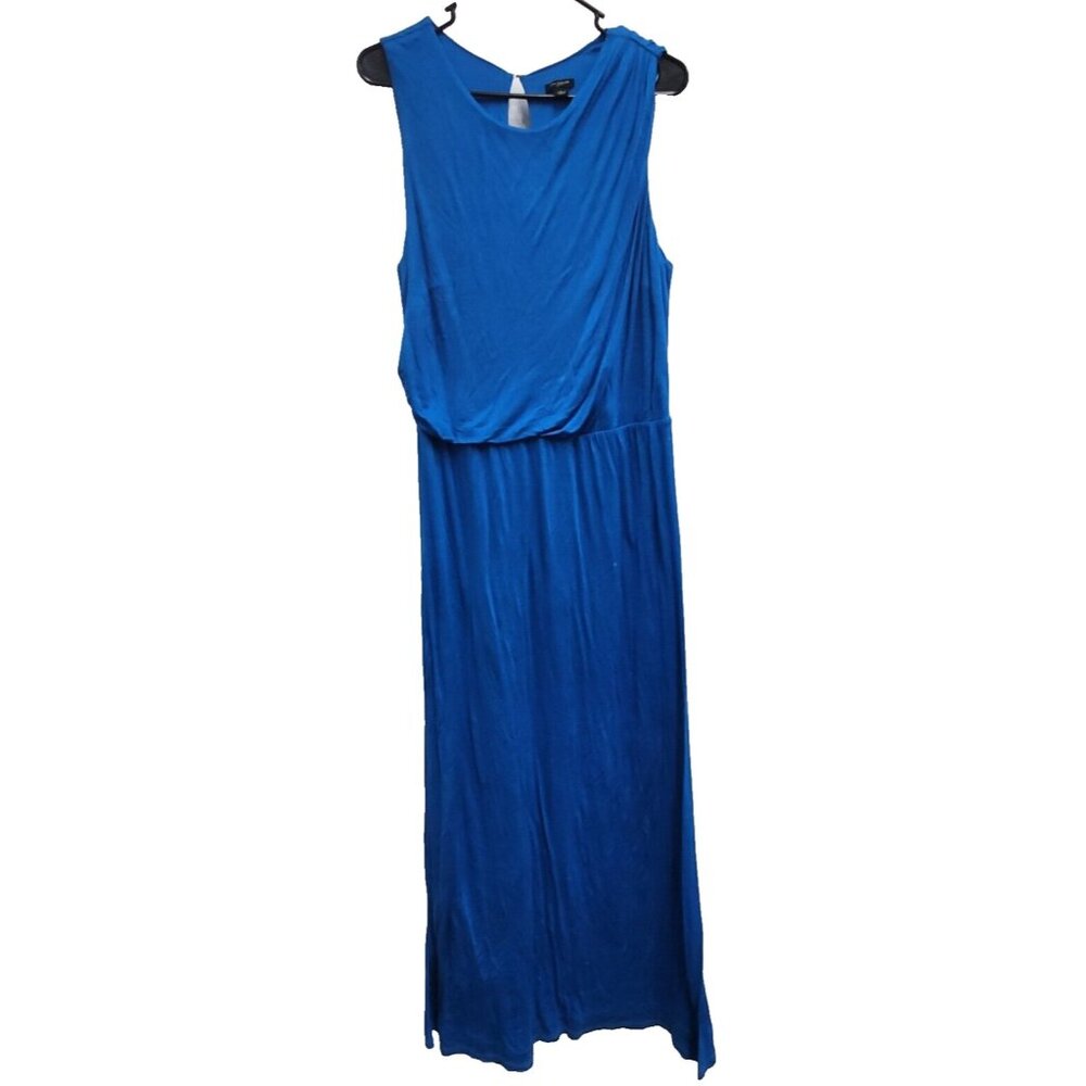 Ann Taylor Womens Maxi Dress Large Blue Sleeveless Casual Beach Minimalistβ